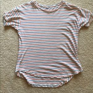 Madewell orange and blue striped crewneck T.